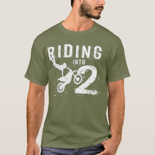 Riding Into 2 Years Old 2nd Birthday Boy Dirt T-Shirt