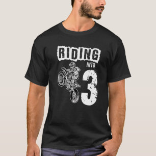 Riding Into 3 Years Old 3rd Birthday Boy Dirt Bike T-Shirt