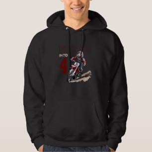 Riding Into 4 Motorcycle Dirt Bike 4th Birthday Mo Hoodie
