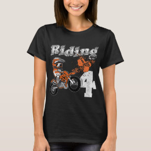 Riding Into 4 Years Old Rider 4th Birthday Dirt Bi T-Shirt