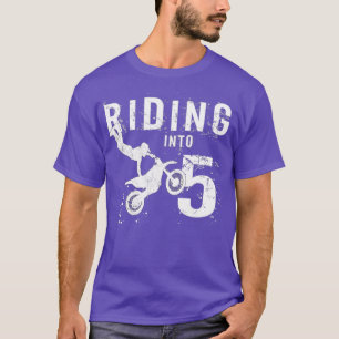 Riding Into 5 Years Old 5th Birthday Boy Dirt T-Shirt