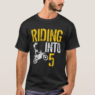 Riding Into 6 Years Old 5Th Birthday Boy Dirt T-Shirt