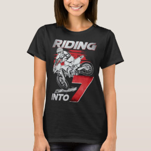 Riding Into 7 Dirt Bike 7 Years Old 7th Birthday P T-Shirt