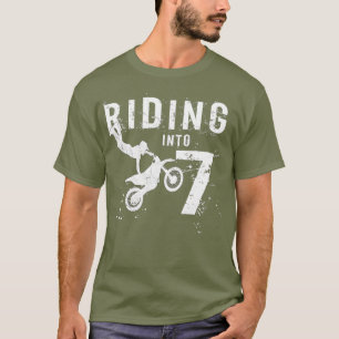 Riding Into 7 Years Old 7th Birthday Boy Dirt T-Shirt