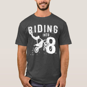 Riding Into 8 Years Old 8th Birthday Boy Dirt T-Shirt