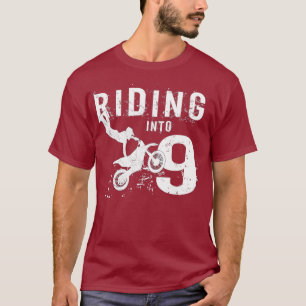 Riding Into 9 Years Old 9th Birthday Boy Dirt T-Shirt