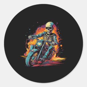 Riding Motorcycle Halloween Costume Biker Classic Round Sticker