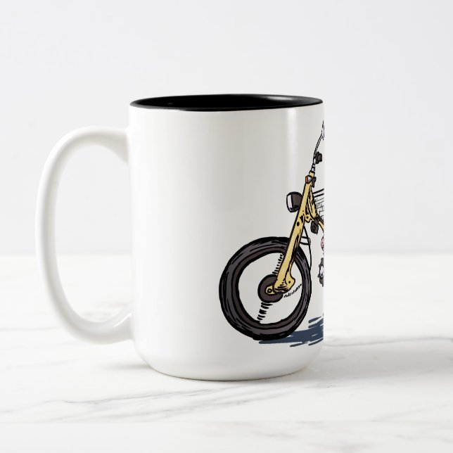 riding, motorcycle, vehicle pictures Two-Tone coffee mug (Left)