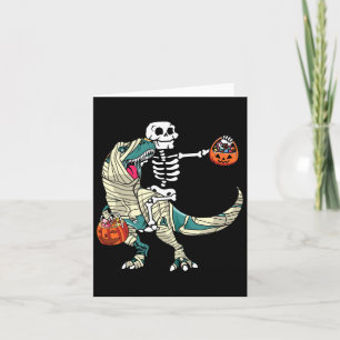Riding Mummy Dinosaur T Rex Halloween Funny Pumpki Card