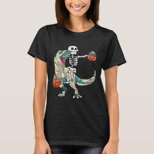 Riding Mummy Dinosaur T Rex Halloween Funny Pumpki T-Shirt