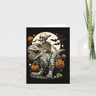 Riding Mummy Dinosaur T Rex Kids Boys Men Hallowee Card