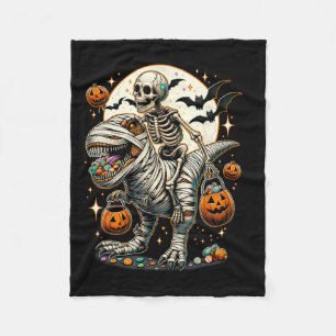 Riding Mummy Dinosaur T Rex Kids Boys Men Hallowee Fleece Blanket