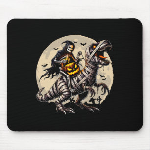 Riding Mummy Dinosaur T Rex Pumpkin Funny Hallowee Mouse Pad