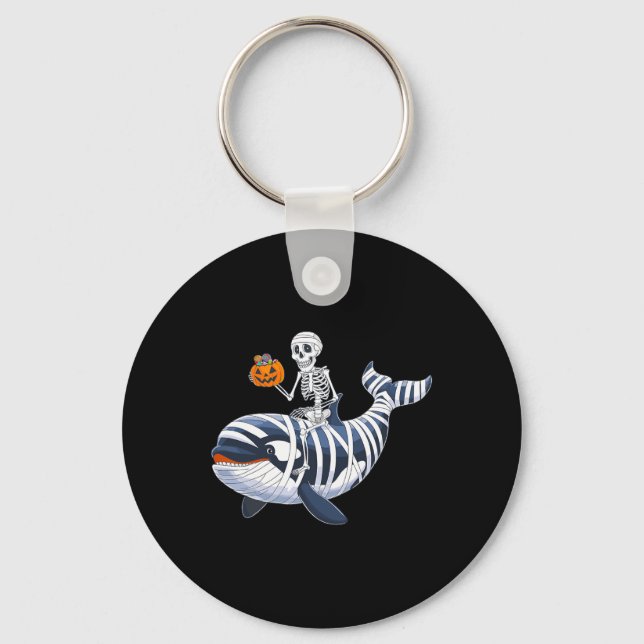 Riding Mummy Orca Halloween Candy Whale  Key Ring (Front)