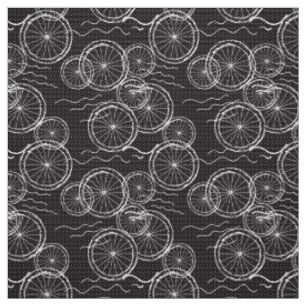 Riding my Bicycle - black & white repeat pattern Fabric
