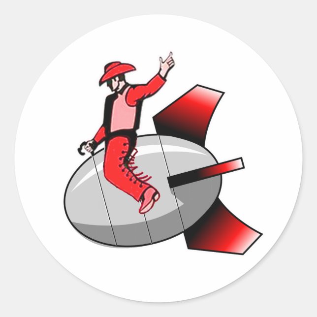 Riding Nuclear Bomb Classic Round Sticker (Front)