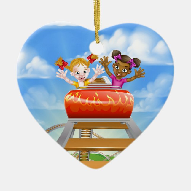 Riding Roller Coaster Ceramic Tree Decoration (Front)