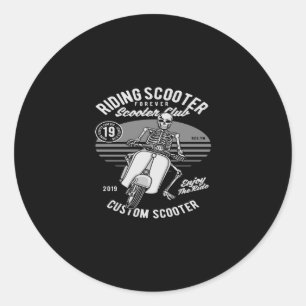riding scooter classic round sticker