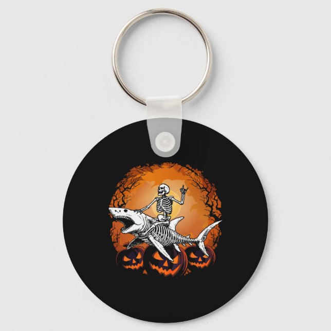 Riding Shark Lazy Halloween Costume Funny Animal  Key Ring (Front)