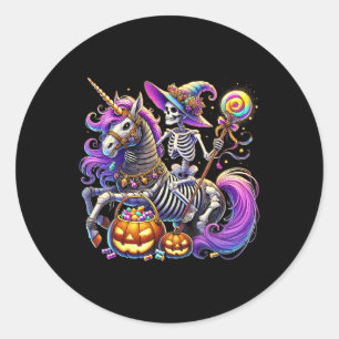 Riding Skeleton Unicorn Halloween Costume Classic Round Sticker