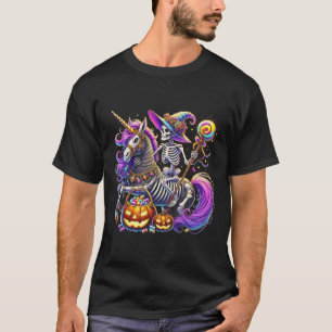 Riding Skeleton Unicorn Halloween Costume T-Shirt