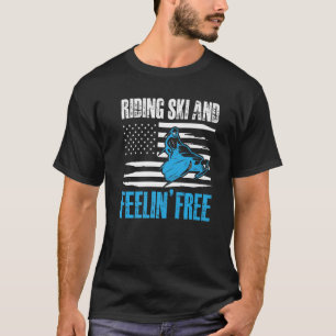 Riding Ski And Feelin' Free Winter Season Ski Mobi T-Shirt