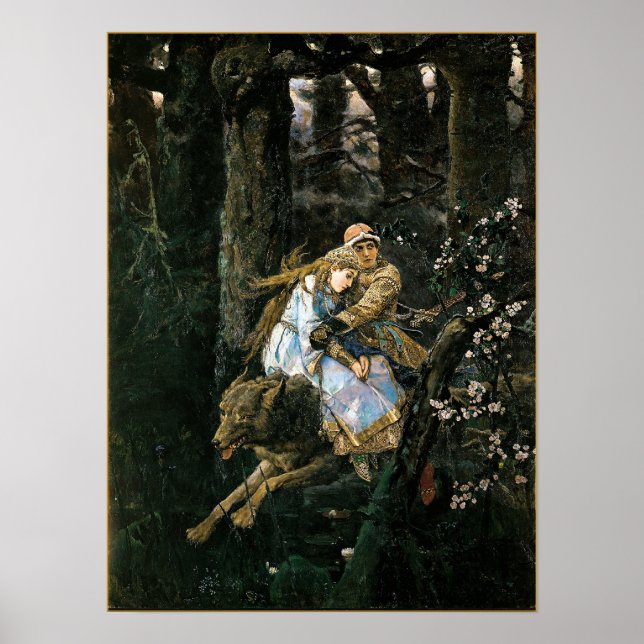 Riding the Gray Wolf Fantasy Art Poster Print (Front)