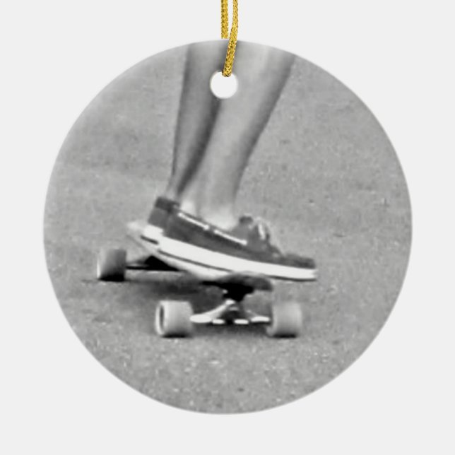 Riding the Longboard Ceramic Ornament (Front)