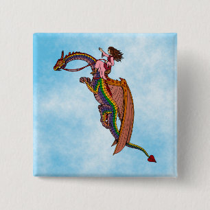 Riding the Rainbow Dragon 15 Cm Square Badge