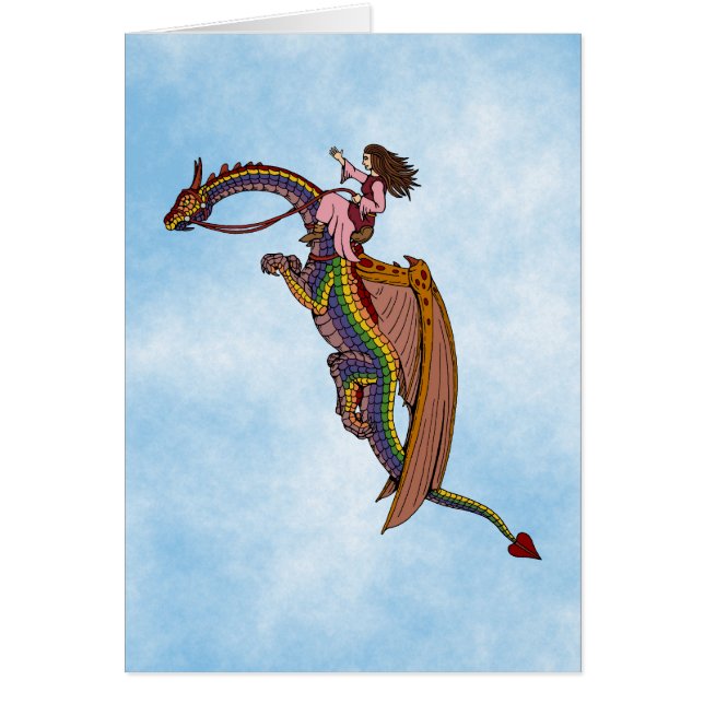 Riding the Rainbow Dragon Greeting Card (Front)