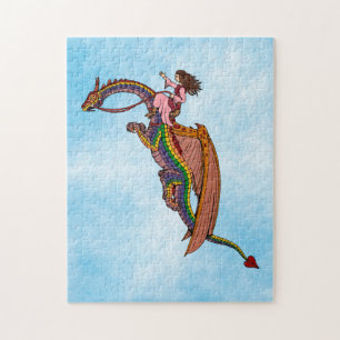 Riding the Rainbow Dragon Jigsaw Puzzle