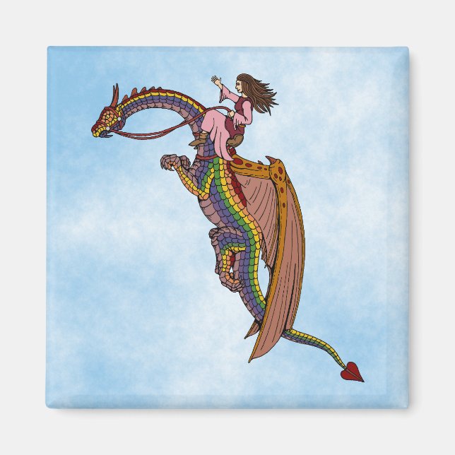 Riding the Rainbow Dragon Magnet (Front)