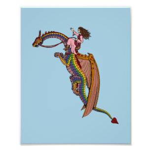 Riding the Rainbow Dragon Photo Print