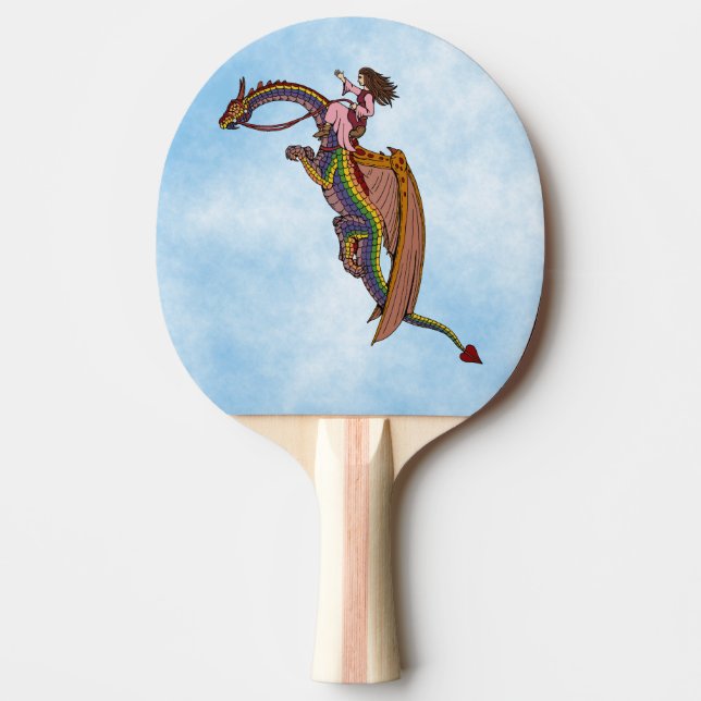 Riding the Rainbow Dragon Ping Pong Paddle (Front)
