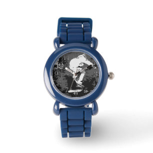 Riding the Storm- Skateboarder Round Clock Watch