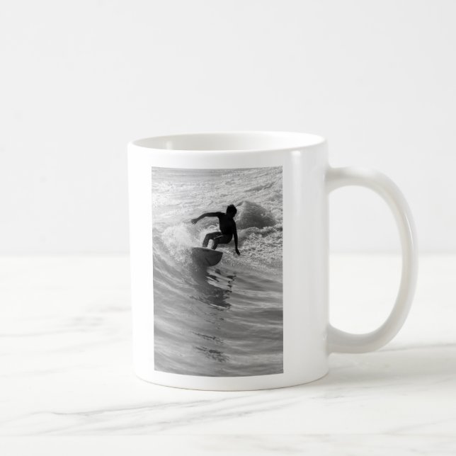 Riding The Wave Grayscale Coffee Mug (Right)