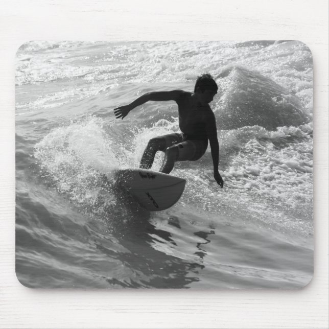 Riding The Wave Grayscale Mouse Pad (Front)