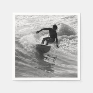 Riding The Wave Grayscale Napkin