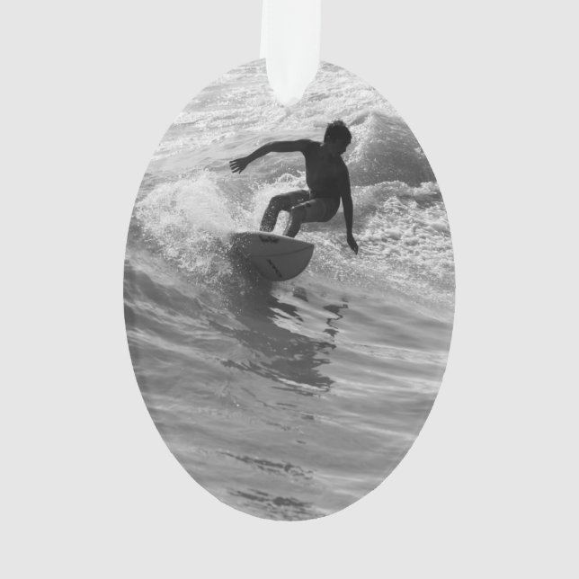 Riding The Wave Grayscale Ornament (Back)