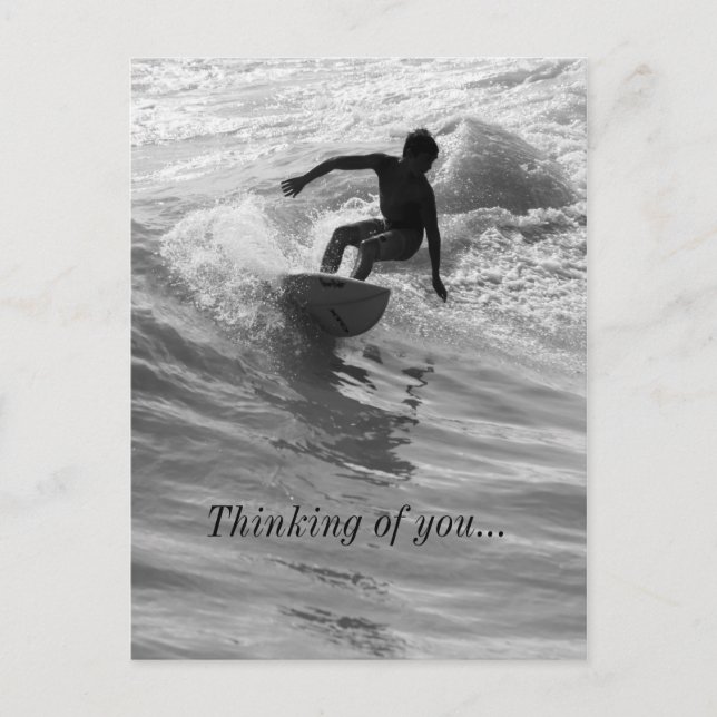 Riding The Wave Grayscale Thinking Of You Postcard (Front)