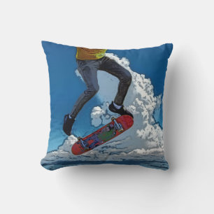 Riding the Wind - Skateboarder Poster Fleece Blank Cushion