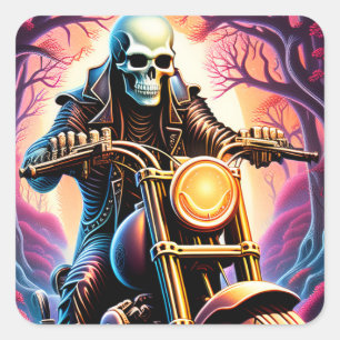 Riding through the interweaving branches square sticker