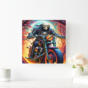 Riding through the interweaving branches square wall clock