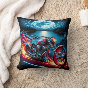 Riding through the night with passion and freedom cushion