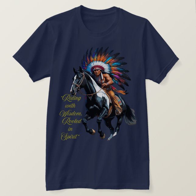 Riding with Wisdom – Native Spirit T-Shirt (Design Front)