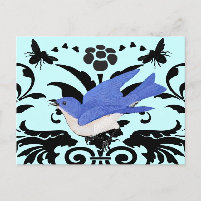 Rielaboration of Vintage Bluebird Illustration Postcard (Front)