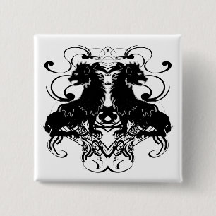 Rielaboration of Vintage Lions with Swirls 15 Cm Square Badge