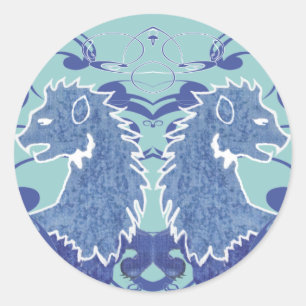 Rielaboration of Vintage Lions with Swirls Classic Round Sticker