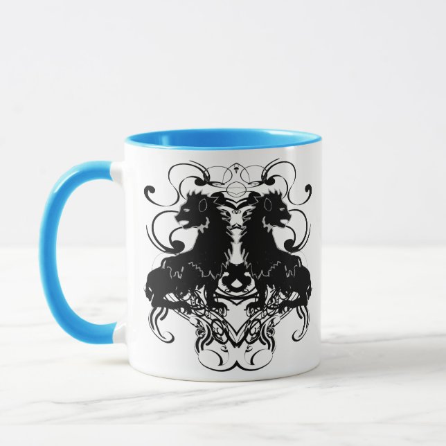 Rielaboration of Vintage Lions with Swirls Mug (Left)