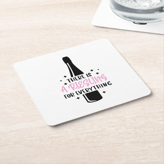 Riesling For Everything Funny Square Paper Coaster (Angled)